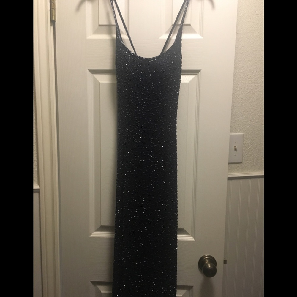 Floor Length Navy Formal W/Beading